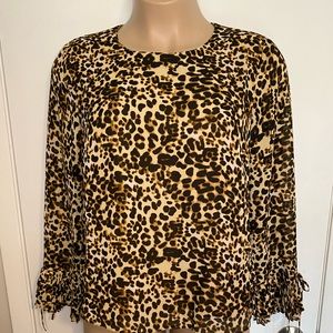 NWOT Leopard Print Rose & Olive Top- size XL